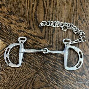 Kimblewick D ring Silver Horse Bit with Chain English horse back riding